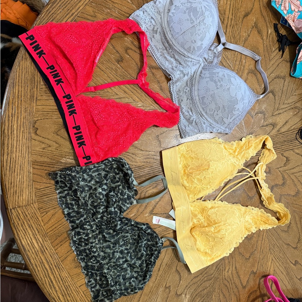 PINK Victoria's Secret Red and Gray Bra Collection